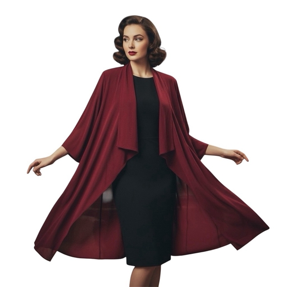 Zonda Nellis Other - ZONDA NELLIS Vintage Open Front Duster Kimono Red XS Semi Sheer Art To Wear